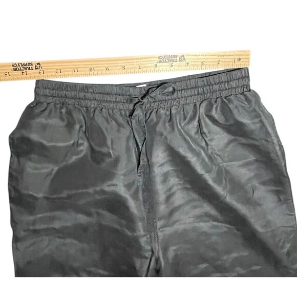 Women's Pants 100%  Silk Black Straight  Leg Lounge Pull On Lined‎ High Waist - Picture 6 of 10